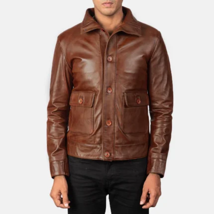 premium brown leather jacket
