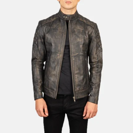 quilted brown leather jacket