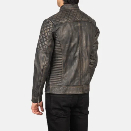 quilted brown leather jacket back
