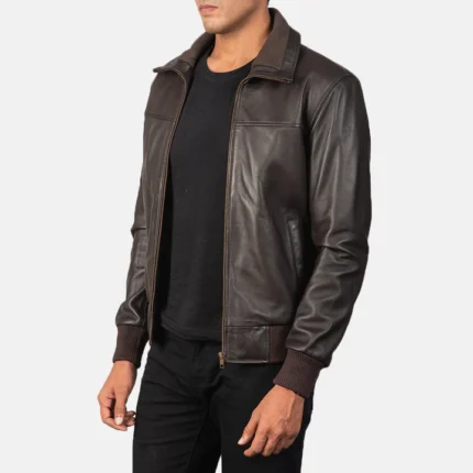rolf brown leather jacket side