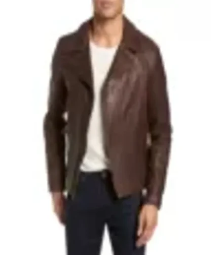 Scott Asymmetrical Brown Leather Moto Jacket