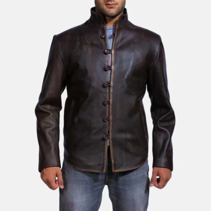 stylish brown leather jacket