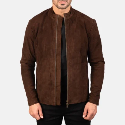 suede biker brown leather jacket