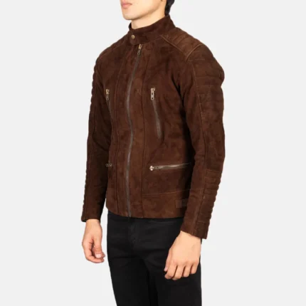 suede brown leather jacket side