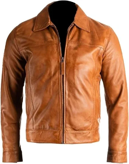 tan brown classic vinatage leather jacket