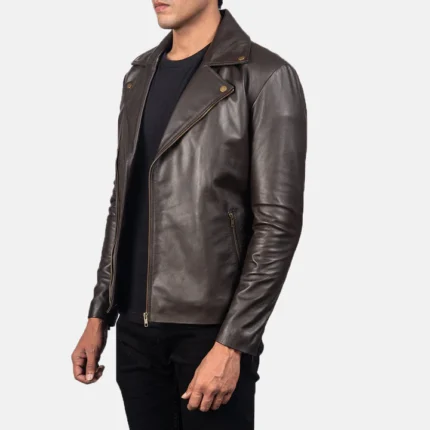 vintage brown leather jacket side